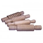 E.C. Wooden Rolling Pin Patterned 4pc