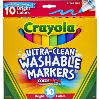 CRAYOLA Washable Broad Tip BRIGHT Markers 10pc