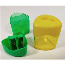 GNS Double Barrel Plastic Pencil Sharpener Assorted Colours