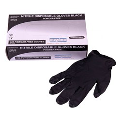 Stylus Black Large Powder Free Nitrile Disposable Gloves