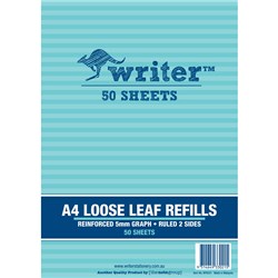 A4 5mm Graph Loose Leaf Reinforced Refills