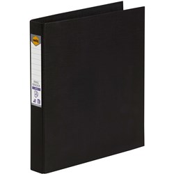 Marbig Linen PE Binder A4 2D Ring 25mm Black