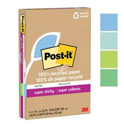 Post-It 4621R-4SST Lined Super Sticky Notes Recycled 101mm x 152mm Oasis