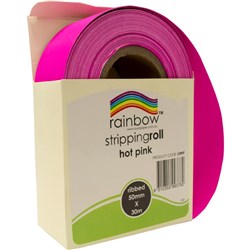 Rainbow Ribbed Stripping Roll 50mmx30m - Hot Pink