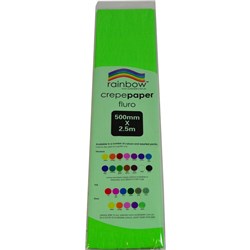 Rainbow 500mm x 2.5m Fluro Green Crepe Paper