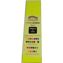 Rainbow 500mm x 2.5m Fluro Yellow Crepe Paper