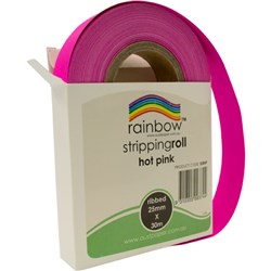 Rainbow Ribbed Stripping Roll 25mmx30m - Hot Pink