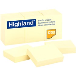 Highland 38x50mm Yellow Stick On Notes