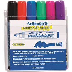 Artline 579 Assorted Whiteboard Chisel Markers Wallet 6