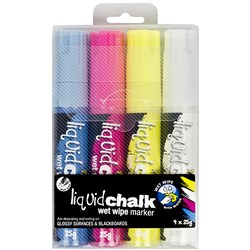 Marker Texta Liquid Chalk Wet Wipe Asst 15mm Chisel Nib