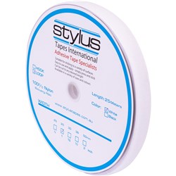 Stylus White Adhesive 25mmx25m Strip Hook Fastener