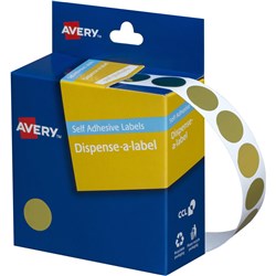 Label Avery Dispenser Pack Circle 14mm Gold