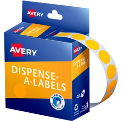 Label Avery Dispenser Pack Circle 14mm Fluro Orange