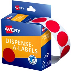 Label Avery Dispenser Pack Circle 24mm Red