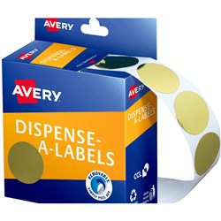 Label Avery Dispenser Pack Circle 24mm Gold