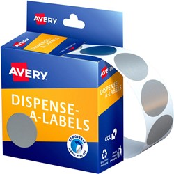 Label Avery Dispenser Pack Circle 24mm Silver