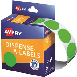 Label Avery Dispenser Pack Circle 24mm Fluro Green