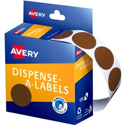 Label Avery Dispenser Pack Circle 24mm Brown