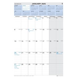 Debden 2025 394x577mm Month To View Wiro Wall Calendar