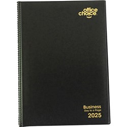 Office Choice 2025 A4 Business Black PVC Day To Page 30min Appointment Diary