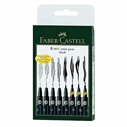 Faber-Castell Pitt Artist Pens Black  - Set 8